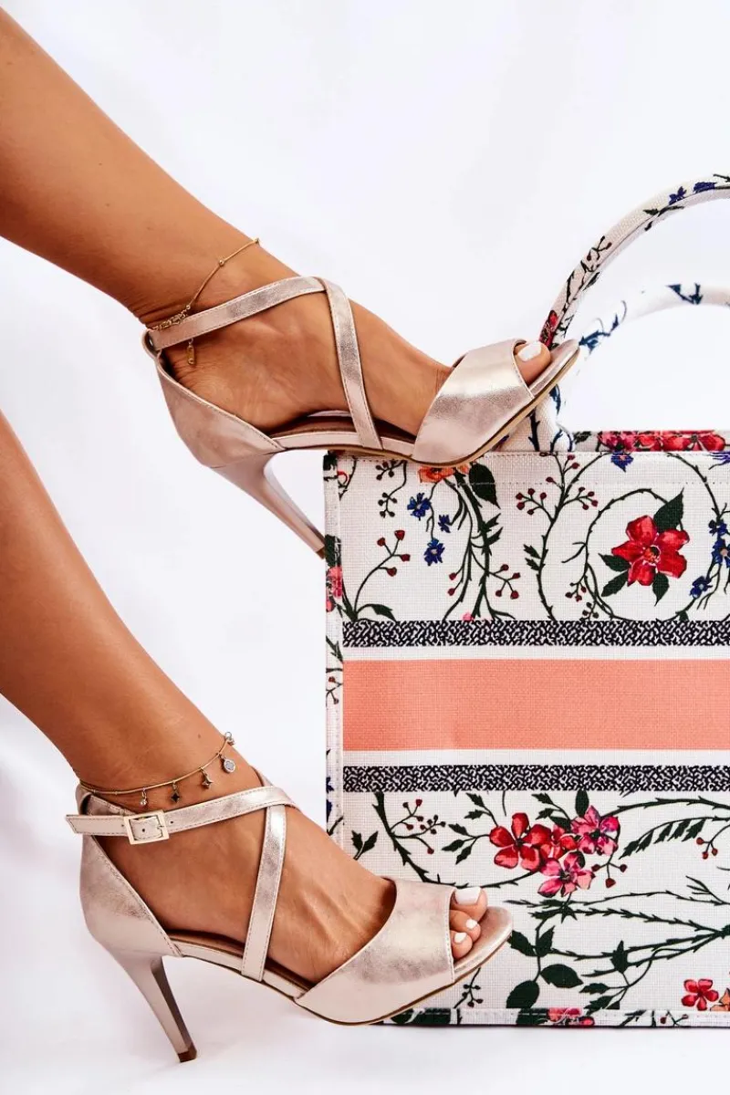 Sandały Na Obcasie>Buty Sergio Leone Modne Sandały Na Szpilce Złote Loressa