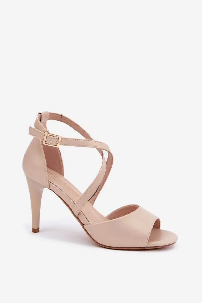 Sandały Na Obcasie>Buty Sergio Leone Modne Sandały Na Szpilce Złote Loressa Złoty