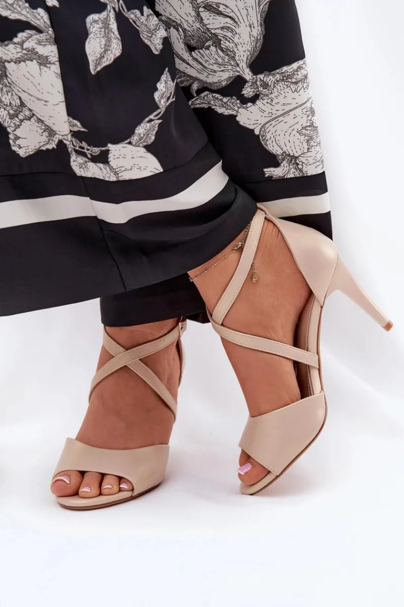 Sandały Na Obcasie>Buty Sergio Leone Modne Sandały Na Szpilce Złote Loressa Złoty