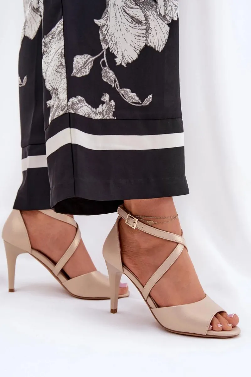 Sandały Na Obcasie>Buty Sergio Leone Modne Sandały Na Szpilce Złote Loressa Złoty