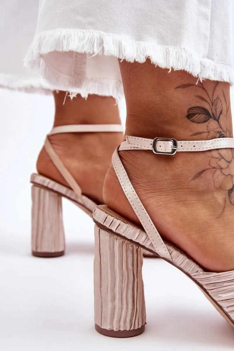 Sandały Na Obcasie>Boto Modne Sandały Z Kokardą Na Obcasie Jasnobeżowe Callum