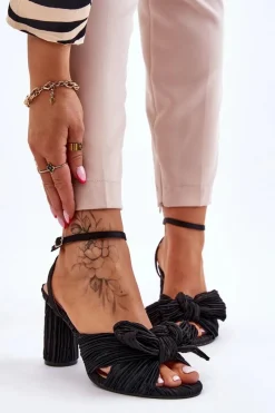 Sandały Na Obcasie>Boto Modne Sandały Z Kokardą Na Obcasie Czarne Callum Czarny