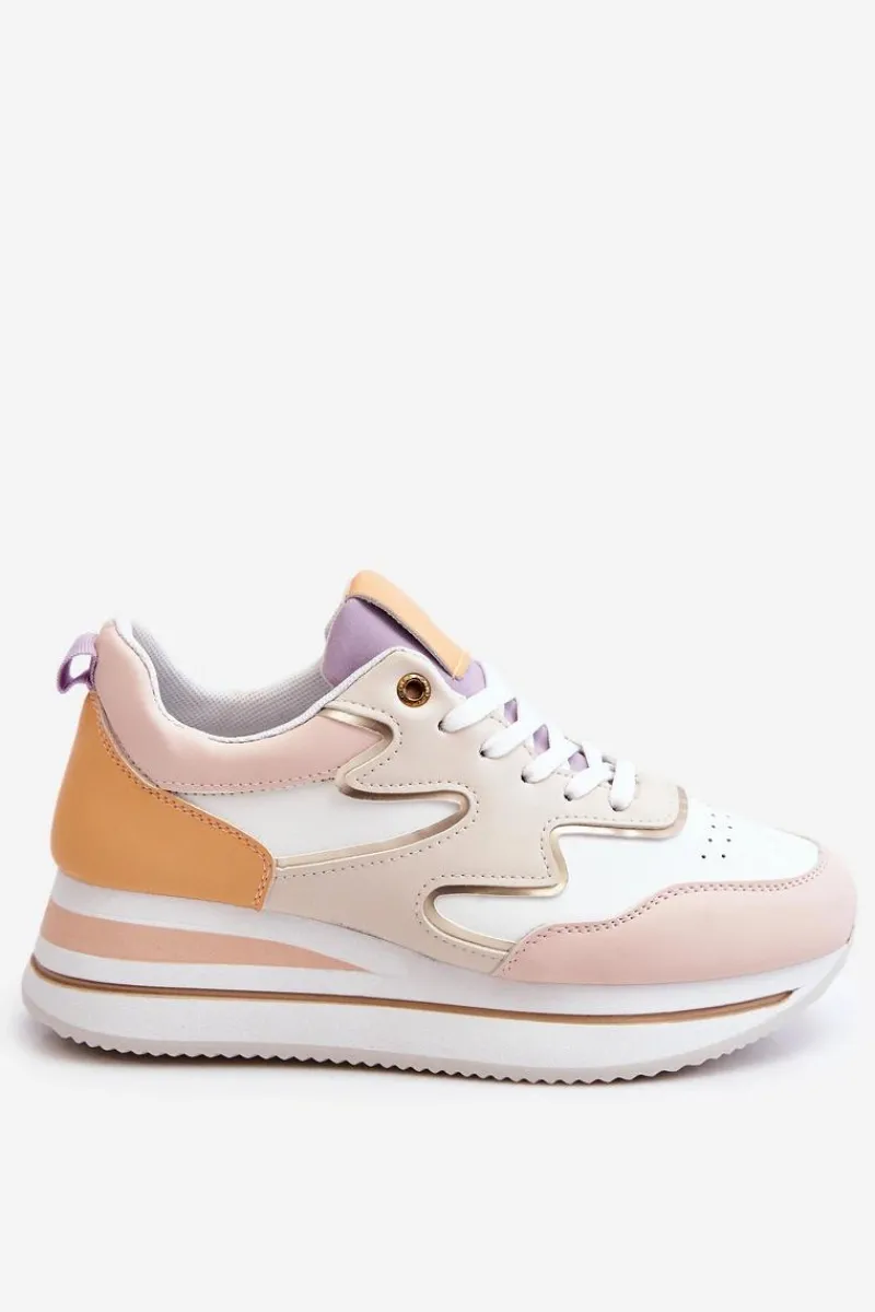 Online Modne Skórzane Buty Sportowe Biało-Beżowe Roen Damskie Sneakersy Damskie