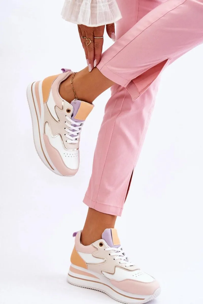 Online Modne Skórzane Buty Sportowe Biało-Beżowe Roen Damskie Sneakersy Damskie