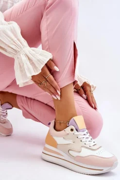 Online Modne Skórzane Buty Sportowe Biało-Beżowe Roen Damskie Sneakersy Damskie