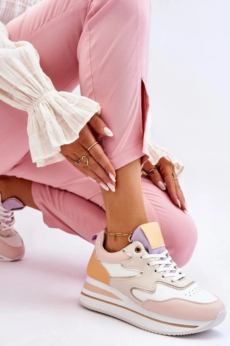 Online Modne Skórzane Buty Sportowe Biało-Beżowe Roen Damskie Sneakersy Damskie