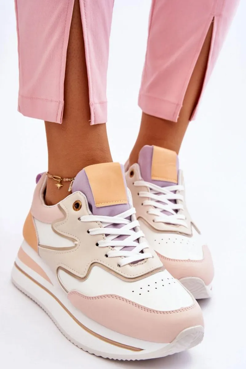 Online Modne Skórzane Buty Sportowe Biało-Beżowe Roen Damskie Sneakersy Damskie