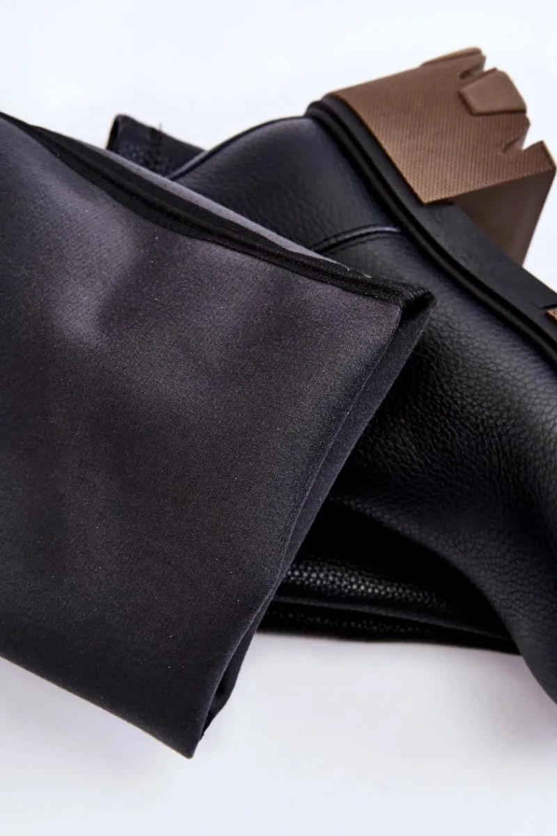 Sale Boto Modne Skórzane Damskie Kozaki Za Kolano Czarne Lemar Venise