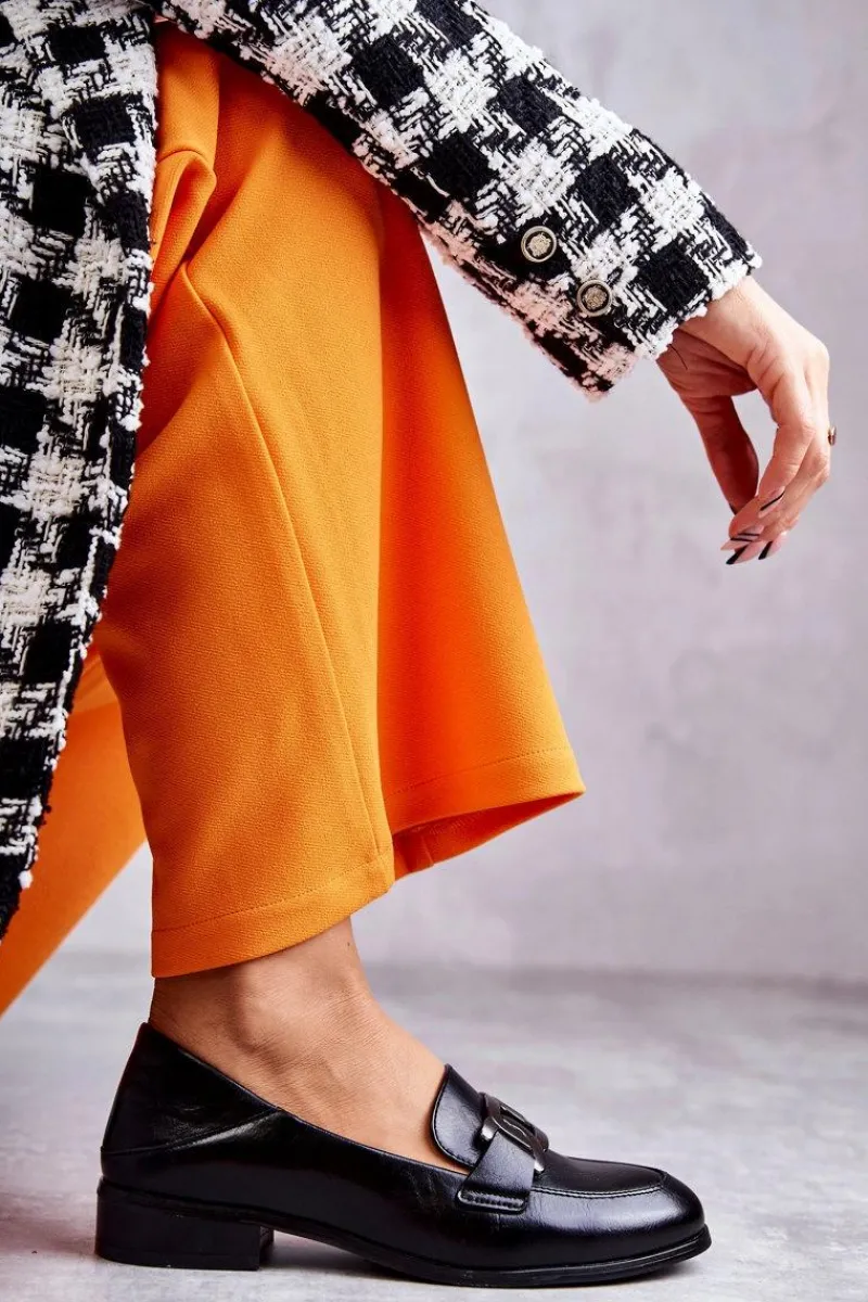 Sale Buty damskie Vinceza Modne Skórzane Półbuty Loafery Czarne Trine