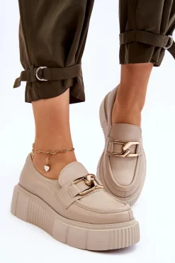 Półbuty Skórzane|Mokasyny Na Platformie><noscript><img width=