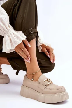 Półbuty Skórzane|Mokasyny Na Platformie><noscript><img width=