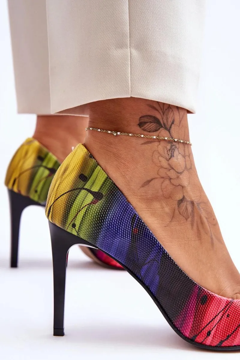 Czółenka Klasyczne>Boto Modne Skórzane Szpilki Lewski Shoes 2659 Multikolor