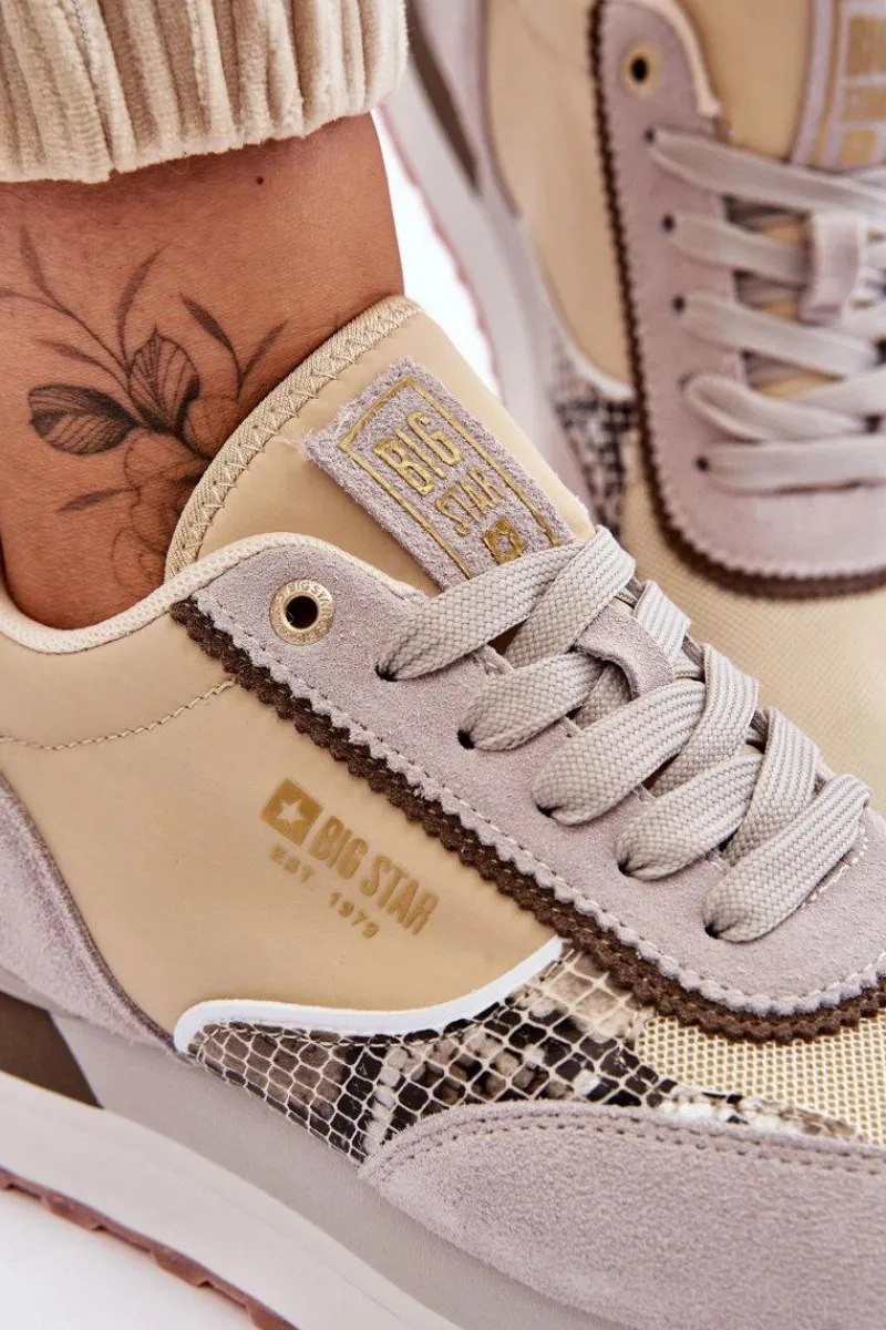 New Big Star Shoes Modne Sneakersy Memory Foam System Big Star LL274364 Beżowe