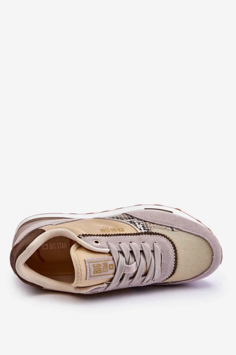 New Big Star Shoes Modne Sneakersy Memory Foam System Big Star LL274364 Beżowe