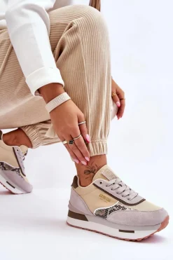 New Big Star Shoes Modne Sneakersy Memory Foam System Big Star LL274364 Beżowe