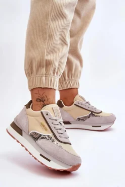 New Big Star Shoes Modne Sneakersy Memory Foam System Big Star LL274364 Beżowe