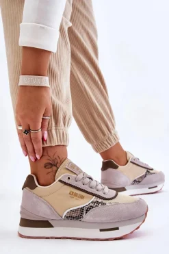 New Big Star Shoes Modne Sneakersy Memory Foam System Big Star LL274364 Beżowe