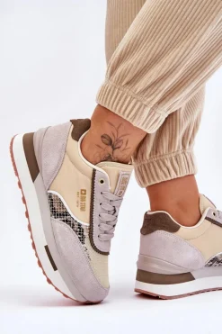 New Big Star Shoes Modne Sneakersy Memory Foam System Big Star LL274364 Beżowe