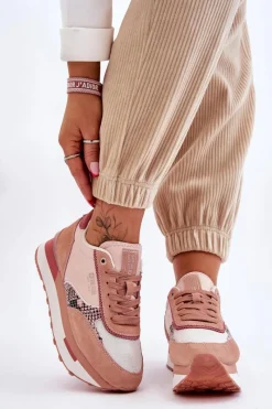 Buty Sportowe Big Star|Sneakersy Damskie>Big Star Shoes Modne Sneakersy Memory Foam System Big Star LL274366 Różowe