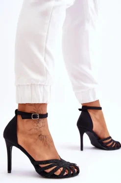 Online Modne Szpilki Z Dżetami Czarne Jaylen Damskie Czółenka Klasyczne