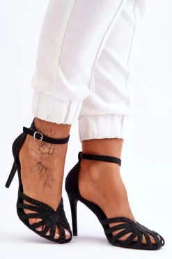 Online Modne Szpilki Z Dżetami Czarne Jaylen Damskie Czółenka Klasyczne