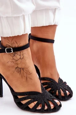 Online Modne Szpilki Z Dżetami Czarne Jaylen Damskie Czółenka Klasyczne