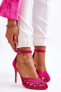 Modne Szpilki Z Dżetami Fuksja Jaylen Damskie Czółenka Klasyczne