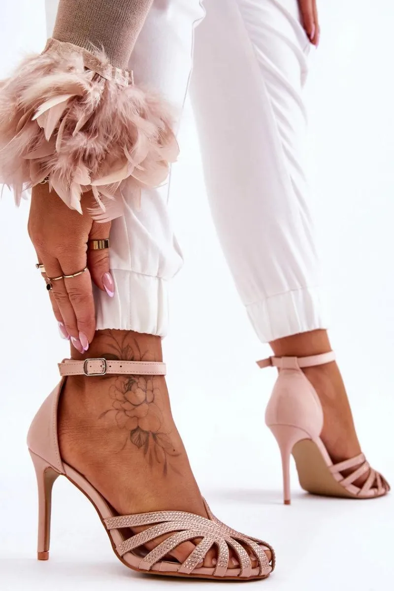 Boto Modne Szpilki Z Dżetami Jasnobeżowe Jaylen