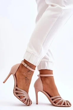 Boto Modne Szpilki Z Dżetami Jasnobeżowe Jaylen