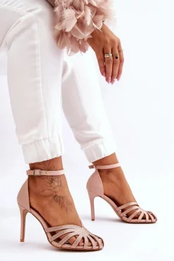 Boto Modne Szpilki Z Dżetami Jasnobeżowe Jaylen