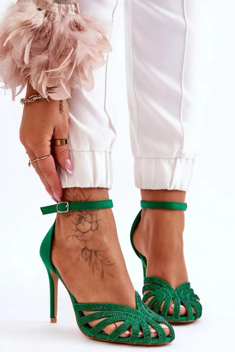 Czółenka Klasyczne>Boto Modne Szpilki Z Dżetami Zielone Jaylen