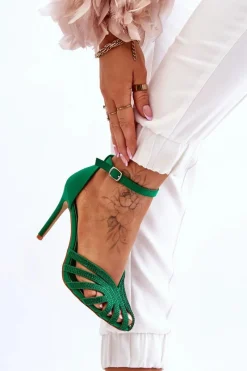 Czółenka Klasyczne>Boto Modne Szpilki Z Dżetami Zielone Jaylen