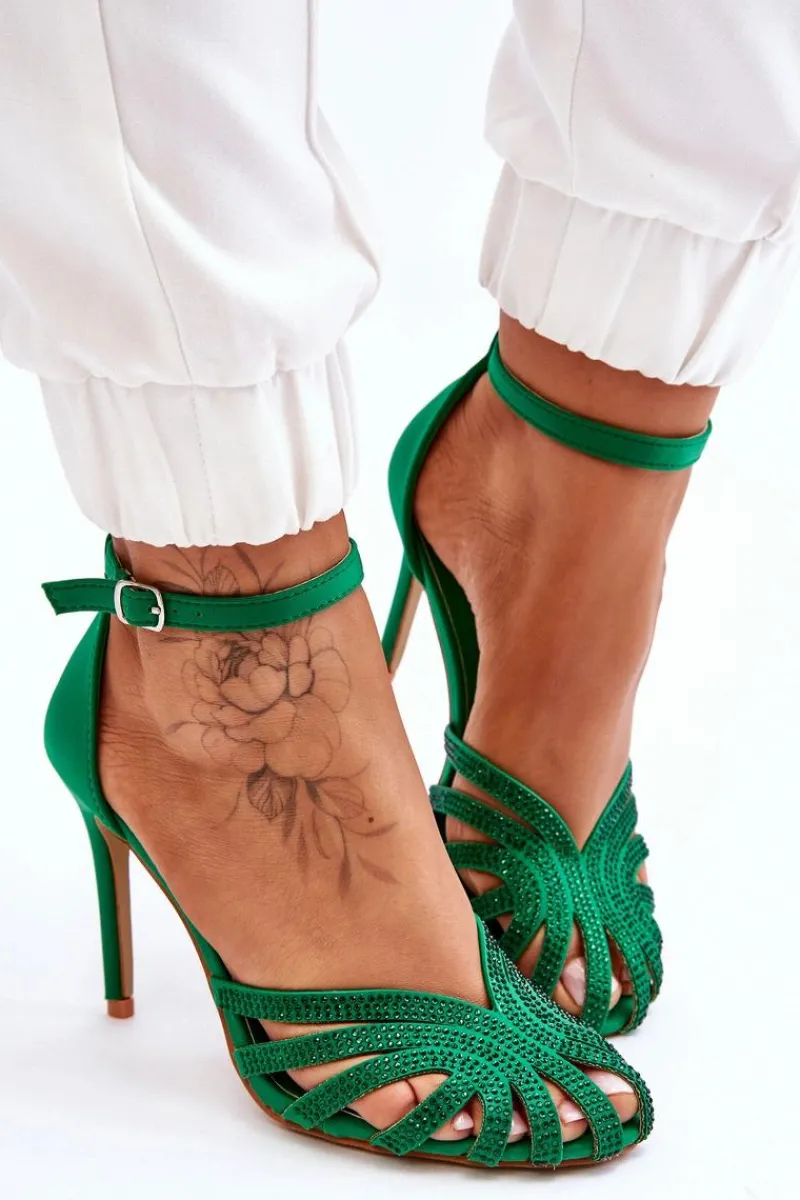Czółenka Klasyczne>Boto Modne Szpilki Z Dżetami Zielone Jaylen