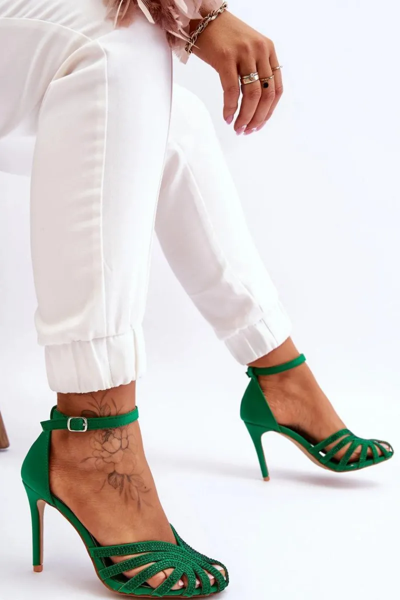 Czółenka Klasyczne>Boto Modne Szpilki Z Dżetami Zielone Jaylen