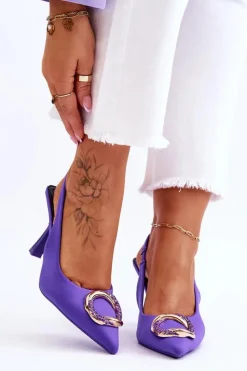 Clearance Modne Szpilki Z Ozdobą I Cyrkoniami Fioletowe Alexia Damskie Czółenka Klasyczne