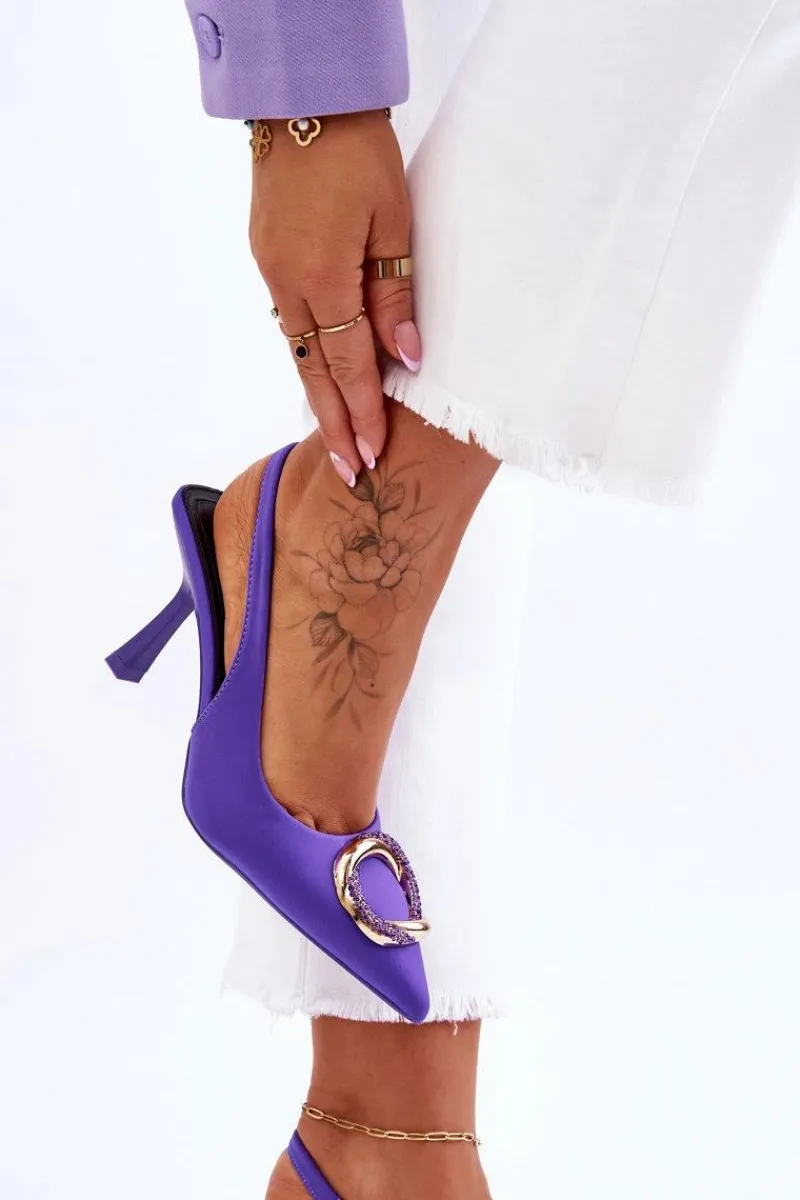 Clearance Modne Szpilki Z Ozdobą I Cyrkoniami Fioletowe Alexia Damskie Czółenka Klasyczne