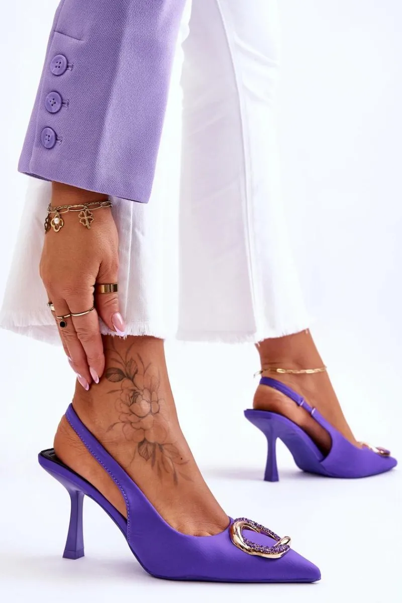 Clearance Modne Szpilki Z Ozdobą I Cyrkoniami Fioletowe Alexia Damskie Czółenka Klasyczne