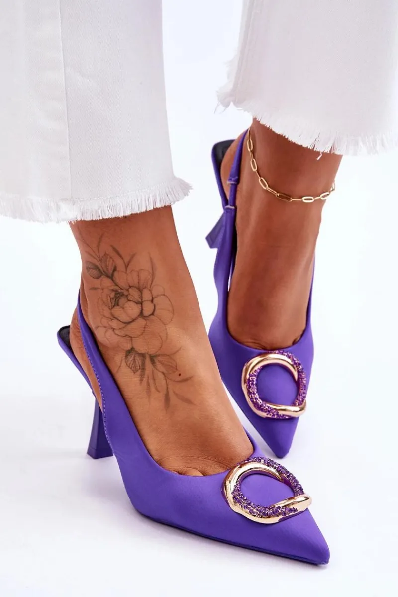 Clearance Modne Szpilki Z Ozdobą I Cyrkoniami Fioletowe Alexia Damskie Czółenka Klasyczne