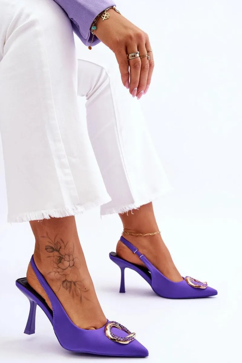 Clearance Modne Szpilki Z Ozdobą I Cyrkoniami Fioletowe Alexia Damskie Czółenka Klasyczne