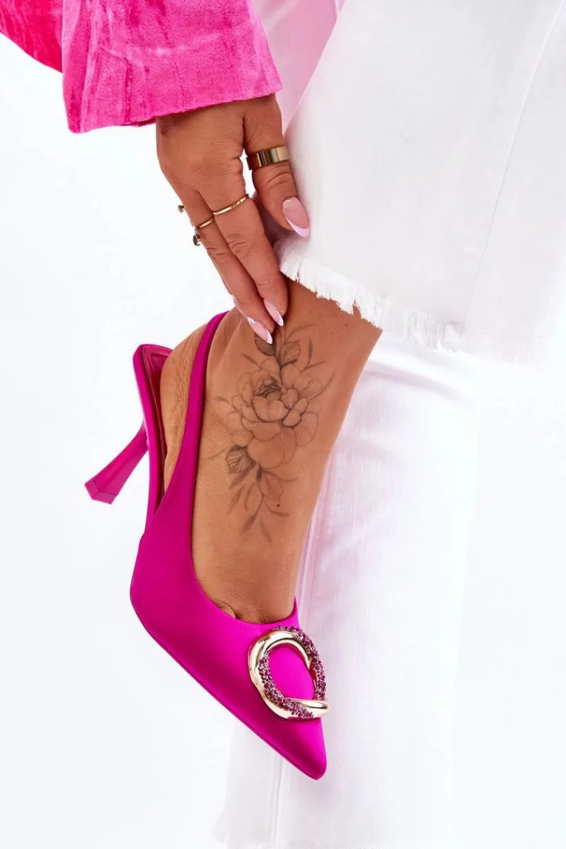 Czółenka Klasyczne>Boto Modne Szpilki Z Ozdobą I Cyrkoniami Fuksja Alexia