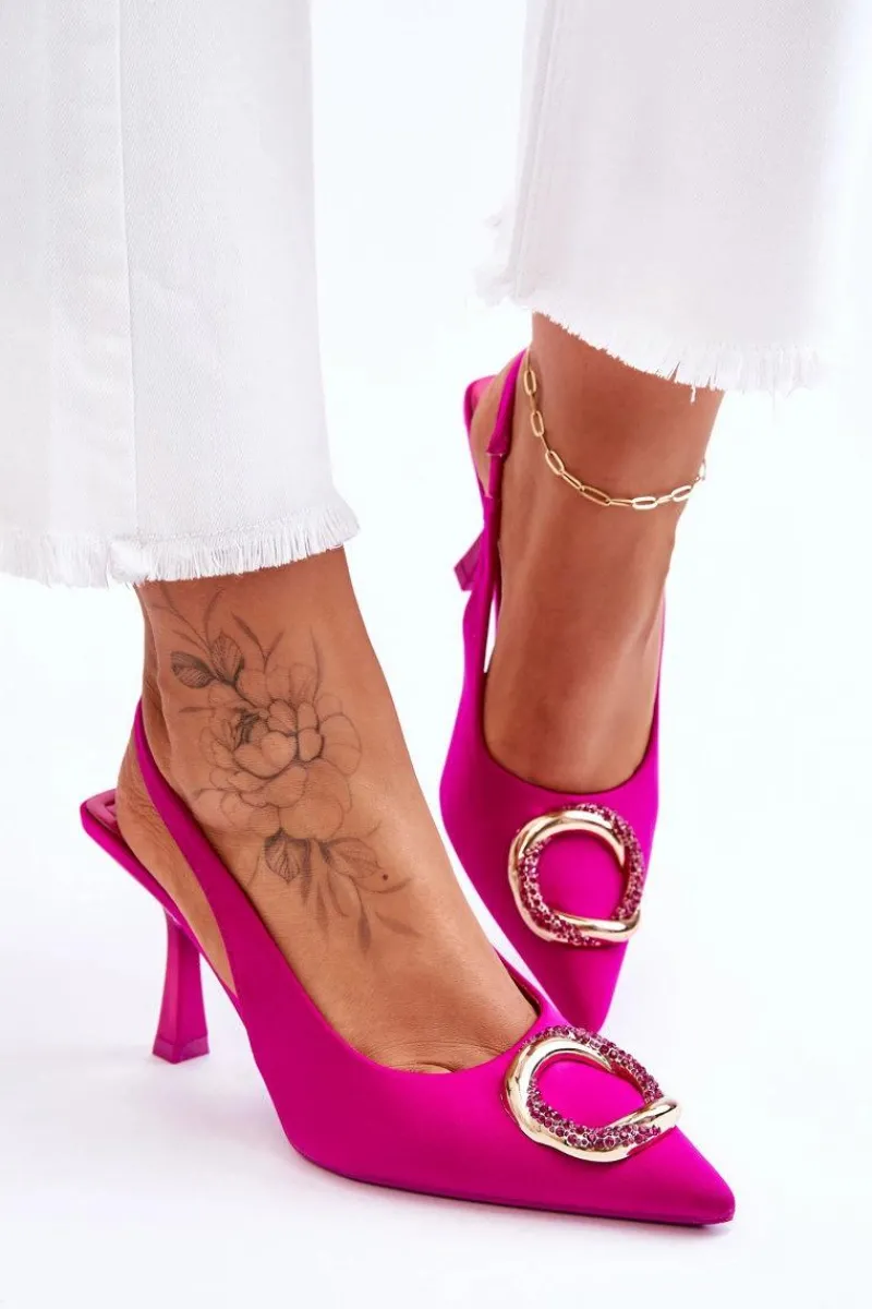 Czółenka Klasyczne>Boto Modne Szpilki Z Ozdobą I Cyrkoniami Fuksja Alexia