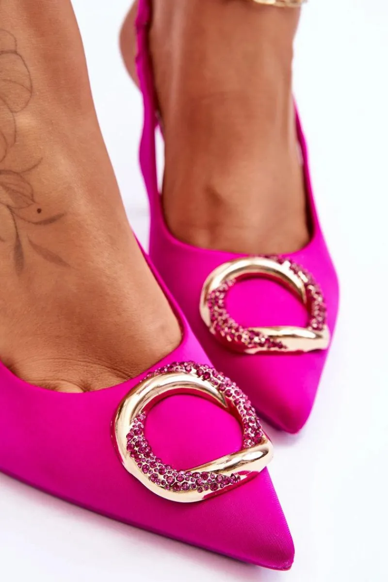 Czółenka Klasyczne>Boto Modne Szpilki Z Ozdobą I Cyrkoniami Fuksja Alexia