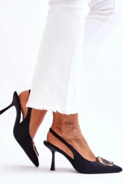 Best Boto Modne Szpilki Z Ozdobą I Cyrkoniami Czarne Alexia