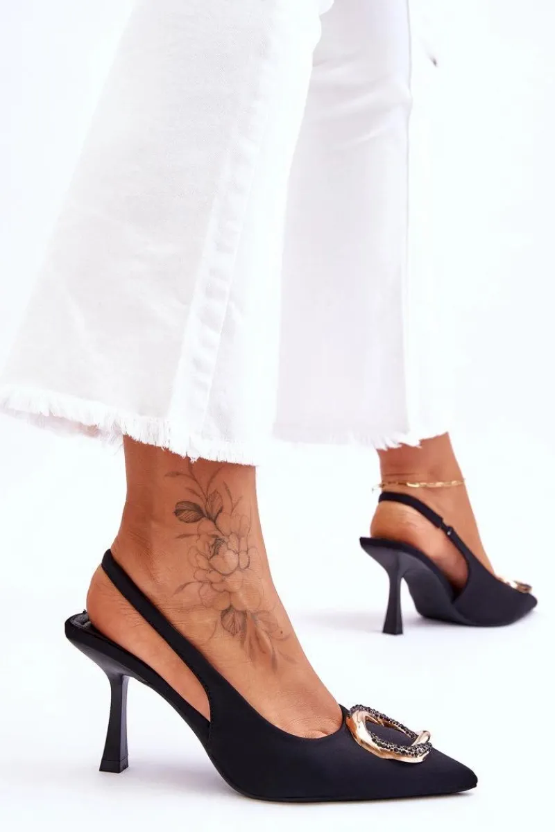 Best Boto Modne Szpilki Z Ozdobą I Cyrkoniami Czarne Alexia