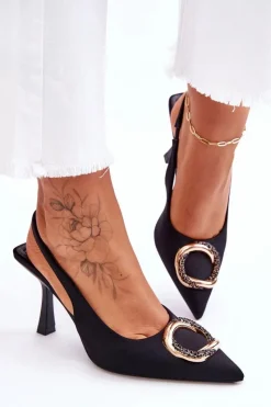 Best Boto Modne Szpilki Z Ozdobą I Cyrkoniami Czarne Alexia