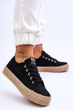 Discount Modne Trampki Z Plecionką LCW-23-31-1797L Czarne Damskie Trampki Damskie Niskie