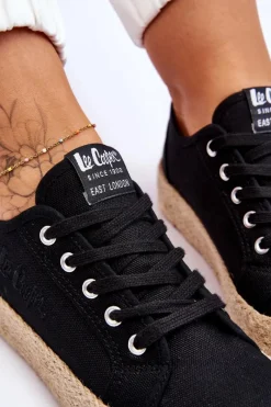 Discount Modne Trampki Z Plecionką LCW-23-31-1797L Czarne Damskie Trampki Damskie Niskie