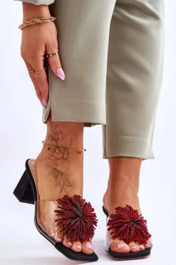 Best Damskie buty S.Barski Modne Transparentne Klapki Na Obcasie S.Barski KV-AP658-1 Czarne Czarny