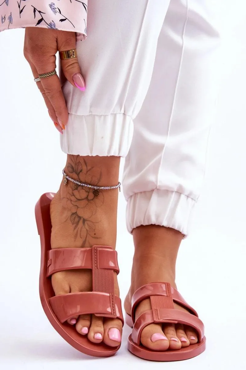 Klapki Damskie Klasyczne>ZAXY Modne Wegańskie Klapki JJ285262 Brudny Róż Różowy