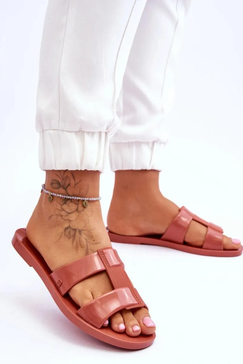 Klapki Damskie Klasyczne>ZAXY Modne Wegańskie Klapki JJ285262 Brudny Róż Różowy